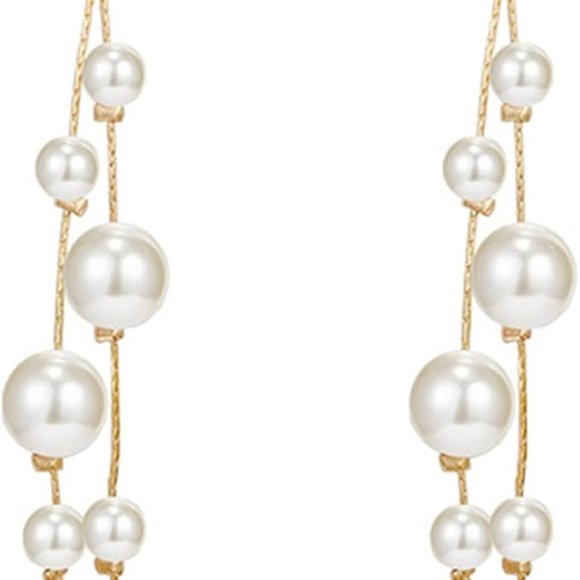 Long Gold Pearl Earrings - Picture 4 of 5